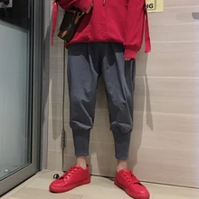 Осенне-зимние Новые мужские модные брюки три ди с карманом по щиколотку брюки с эластичной резинкой на талии свободные брюки M-2XL