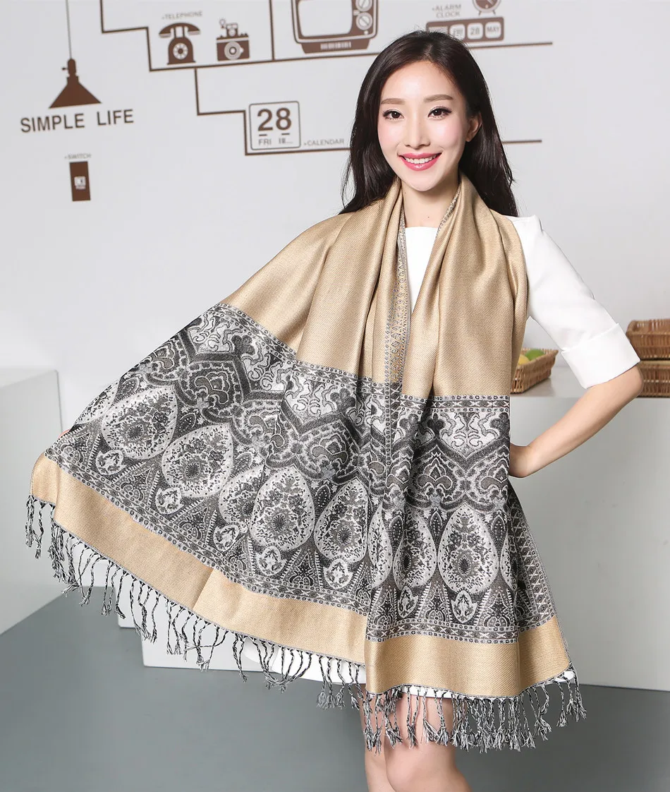 2016 Fashion Winter Warm Large Pashimina Scarves Cashmere Scarf Brand
