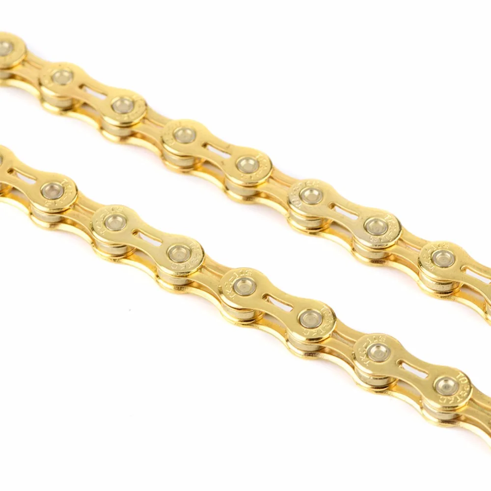 Perfect Ultralight Hollow Golden Chain 116 Links Replacement Parts for Fixed Gear Road Bike Mountain Bicycle 5 Perfect Ultralight Hollow Golden Chain 116 Links Replacement Parts for Fixed Gear Road Bike Mountain Bicycle 5