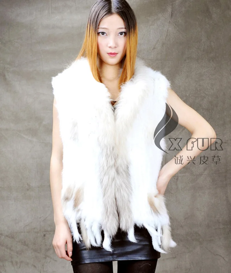 CX-G-B-97E осень-зима женский жилет из натурального кроличьего меха с капюшоном меховой жилет Зимняя утепленная теплая меховая одежда