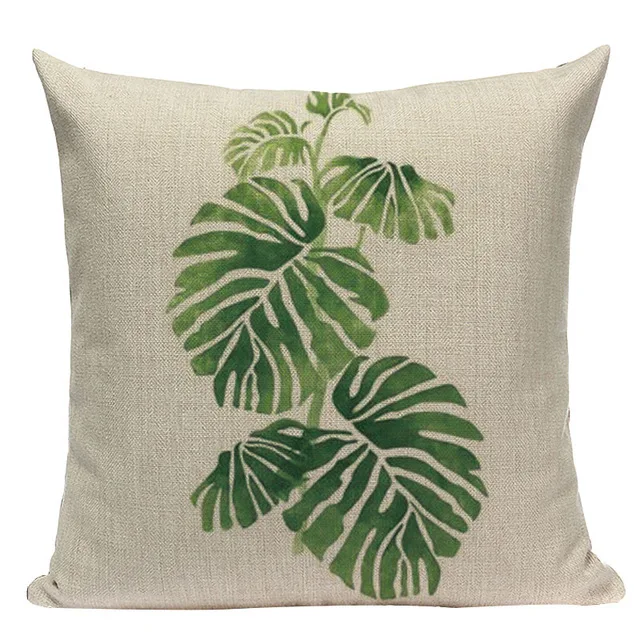 Декоративный чехол для подушки с принтом тропических зеленых растений, пальмовый лист, монстера, чехол для дивана, автомобиля, дома, Almofadas 45x45 см - Цвет: 21