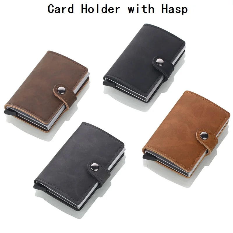 

Weduoduo New Business Credit Card Holder Men Women Metal RFID Card Holder Fashion Aluminium Box PU Leather Travel Card Wallet