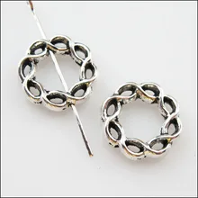 10 шт тибетский серебряный тон Круглые разделительные рамки бусины амулеты 15 мм