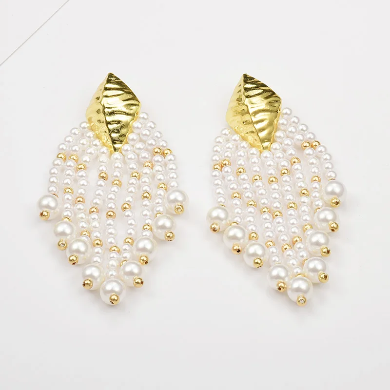 

Handmade Pearl Drop Earrings HighQuality Hanging Dangle Long Tassels Earrings Statement News Fashion Trend Accessories For Women