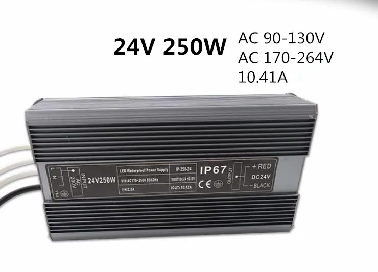 Хорошая DC 24 V 250 W Водонепроницаемый Светодиодный драйвер доступа регулирующий Драйвер адаптер трансформатор для светодиодного освещения 10.41A зарядное устройство для светодиодов