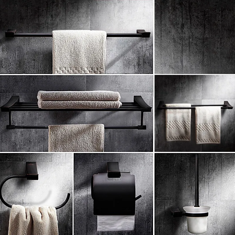 Black Bathroom Sets Soild Brass Towel Bar Brrush Bathroom