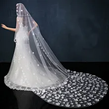 /Розничная 3 м белый/слоновая кость Длинные фаты цветы Фата Свадебные аксессуары вэу-де-noiva Longo