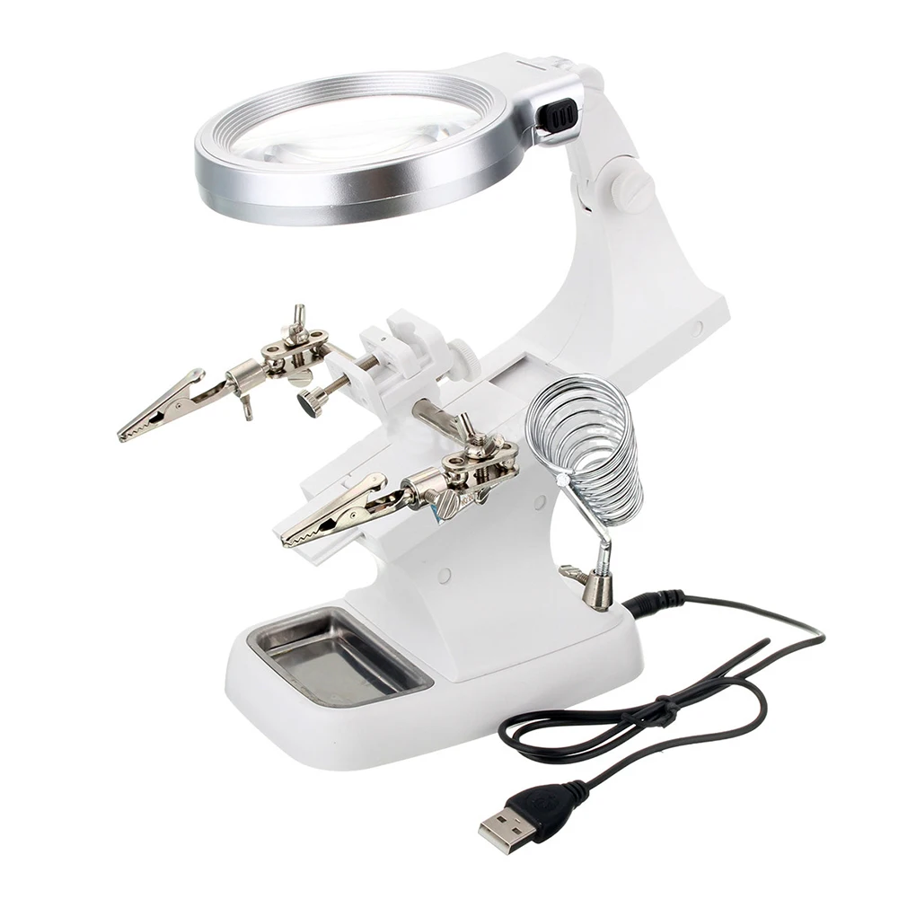 

THGS Helping Hand LED Magnifying Soldering IRON STAND Lens Magnifier Clamp Tool Kit