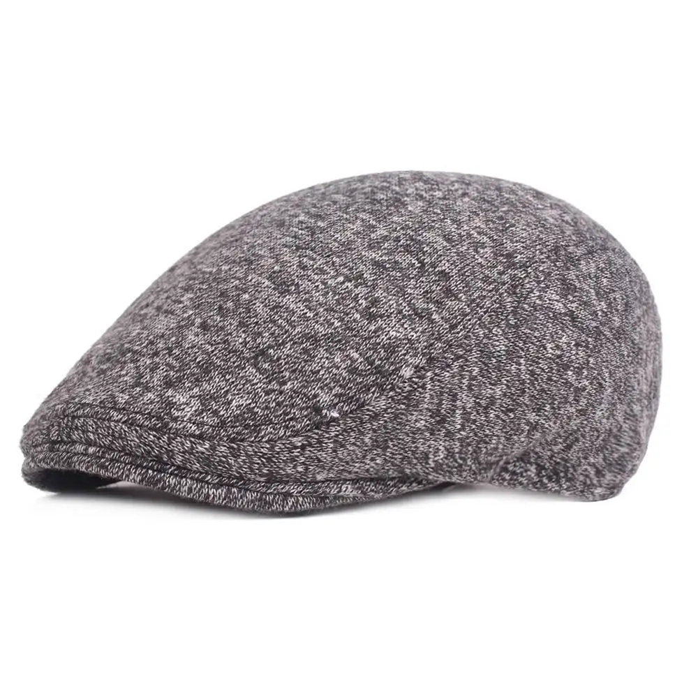

Kagenmo Father Warm Winter Hat Thick Wool Solid Color Male Beret Good Quality Woolen Short Brim Berets New Year Gift