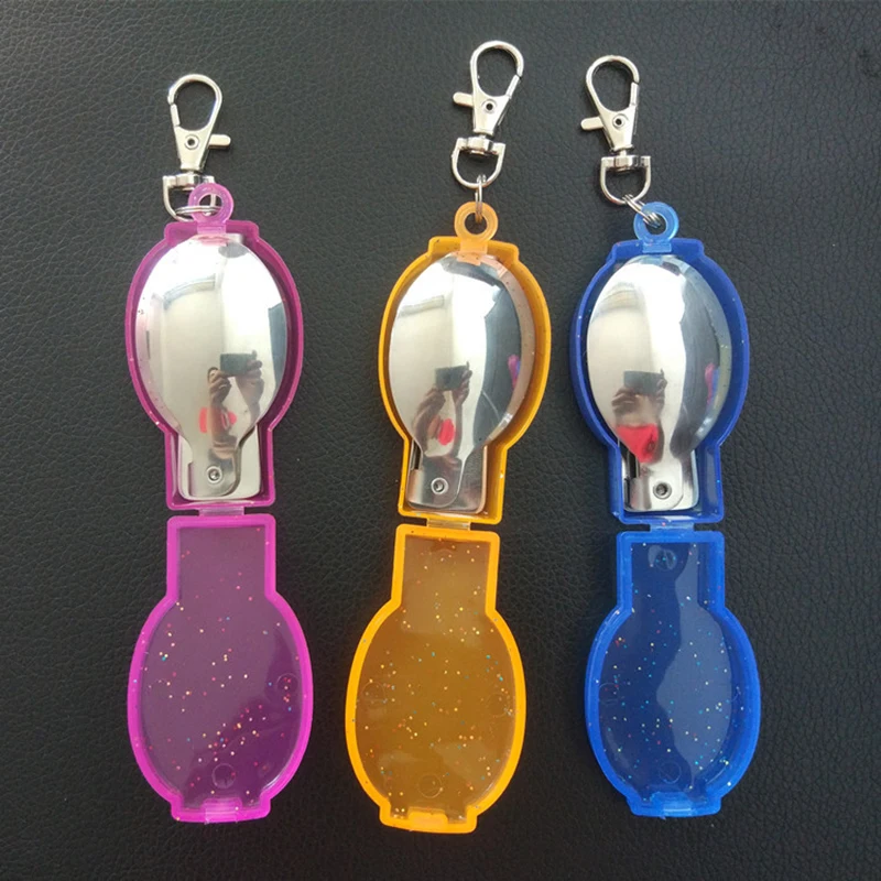 

MrY1.5mm Orange Portable Folding Dining Spoon Camping Survival Set Outdoor Picnic Tableware with Plastic Holder