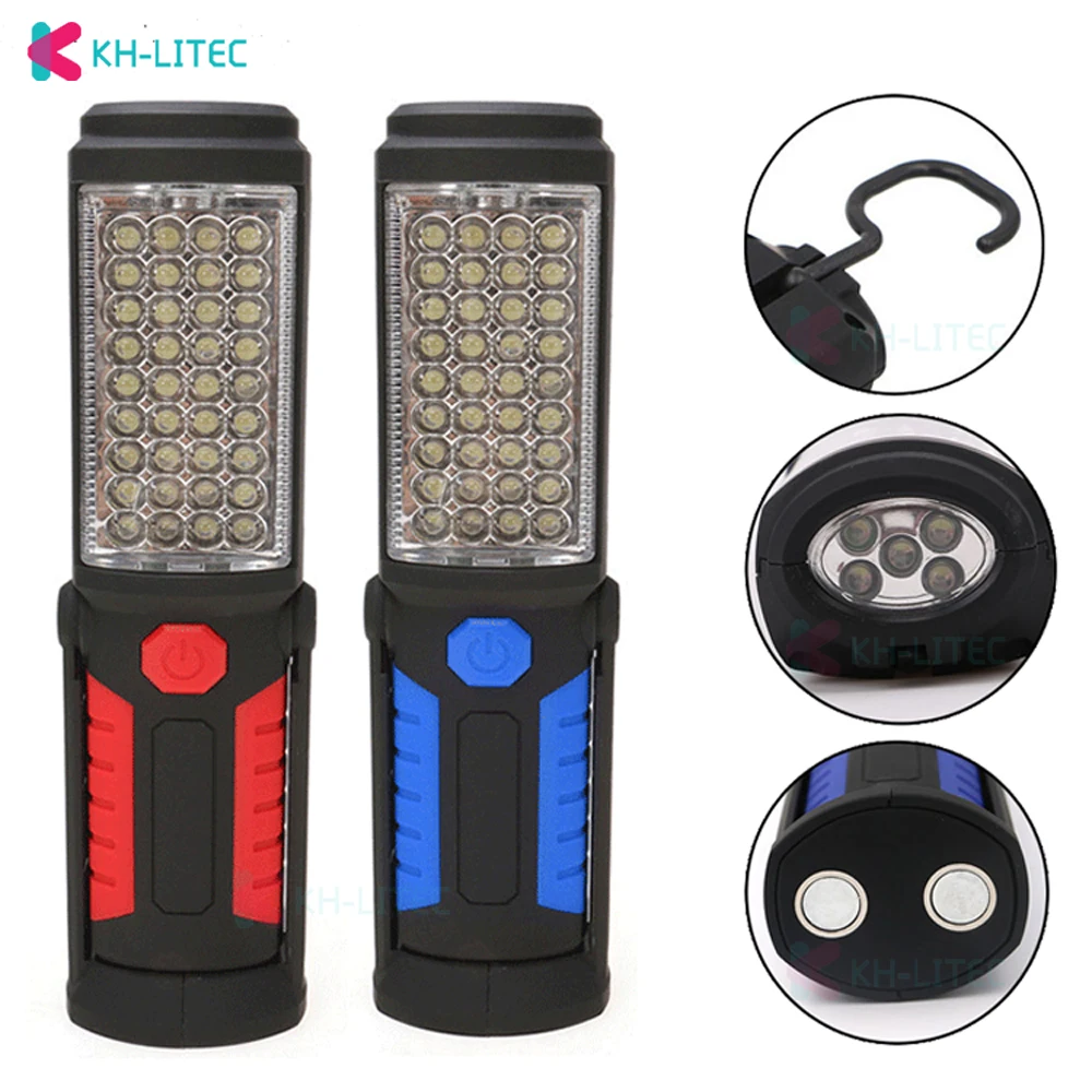Goedkoop USB Opladen 3 * AA 36 + 5LED Magnetische Werk Hand Zaklamp Emergency Inspectie Werk Fakkel Hook Magneet draagbare Lantaarns