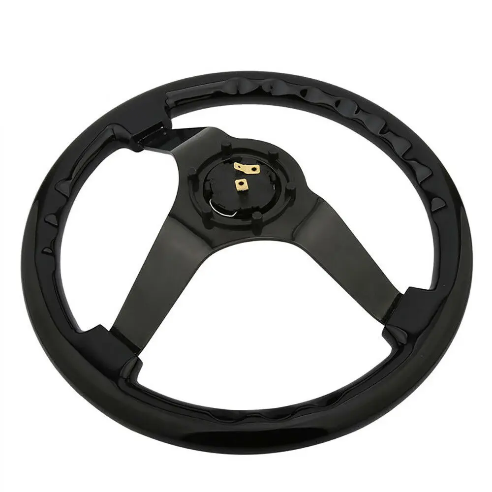 

14" 350mm All Black Deep Dish Wooden Holder Universal Fit Racing Steering Wheel