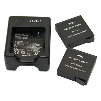 

DVISI 2Pcs/set 3.85V 1400mAh Li-ion rechargeable batteries with Dual USB Charger for Xiaomi YI YII 4K Action Camera II 2