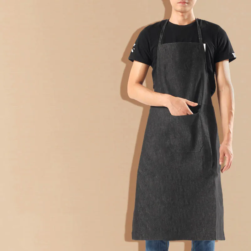 Canvas denim apron Korean fashion kitchen work apron men and women
