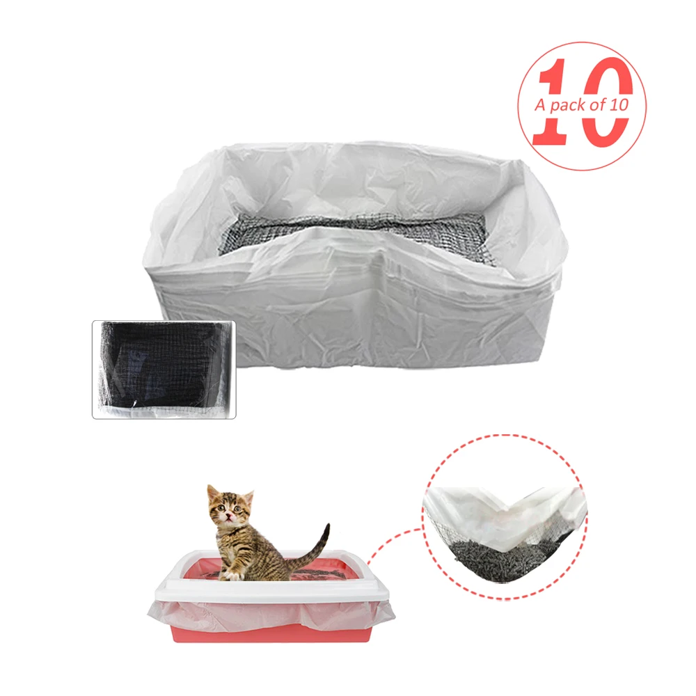 

10 pcs/lot Cat Feces Filter Reusable Hands Free Cats Sifting Litter Tray Elastic Kitten Hygienic Litter Box Liner