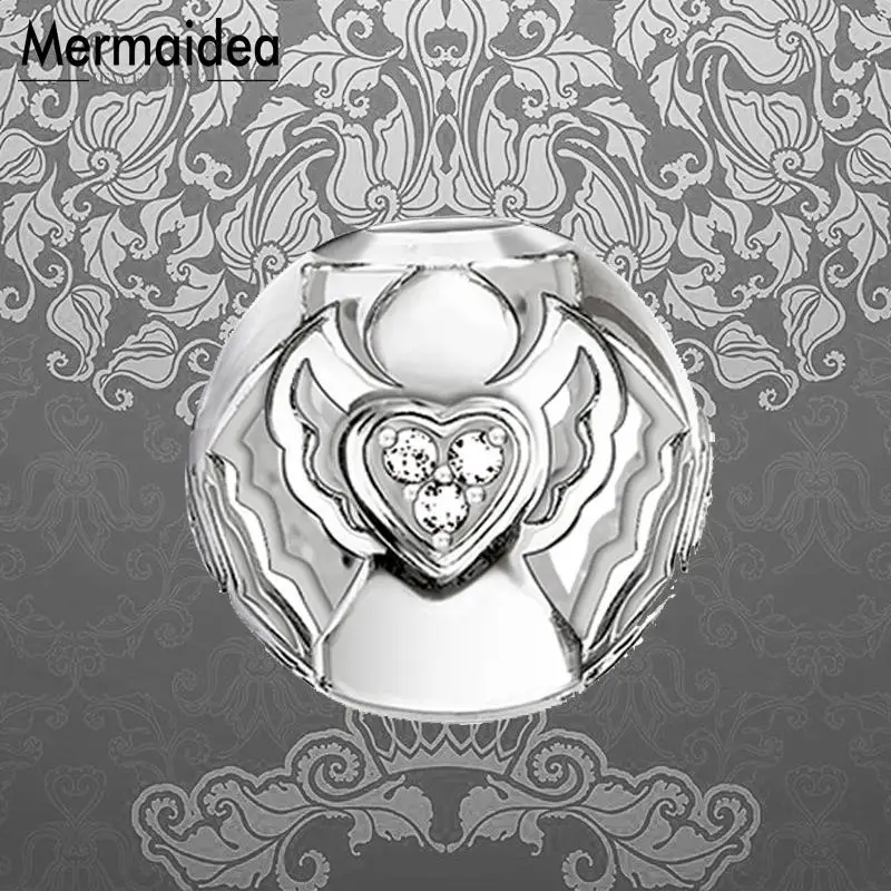 

DIY Beads Guardian Angel Charm Fashion Silver Jewelry Cute Gift For Women Girl Fir Bracelets Necklace Choker 2019 New