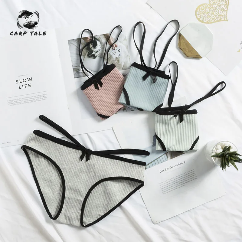 

M~XL Plus Size Sport Underwear Women Ladies Panties Low Waist Cotton Briefs Lingerie Grils Letter Broad Sides Panty CARP TALE