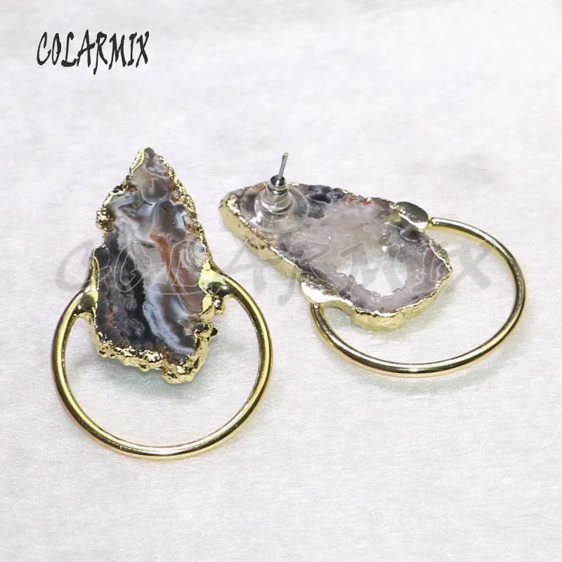 3 пары, натуральные серьги-гвоздики druzy, натуральный цвет, форма, натуральный жеод, серьги-гвоздики с большими сверчками, серьги 4736