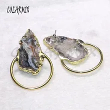 3 пары, натуральные серьги-гвоздики druzy, натуральный цвет, форма, натуральный жеод, серьги-гвоздики с большими сверчками, серьги 4736