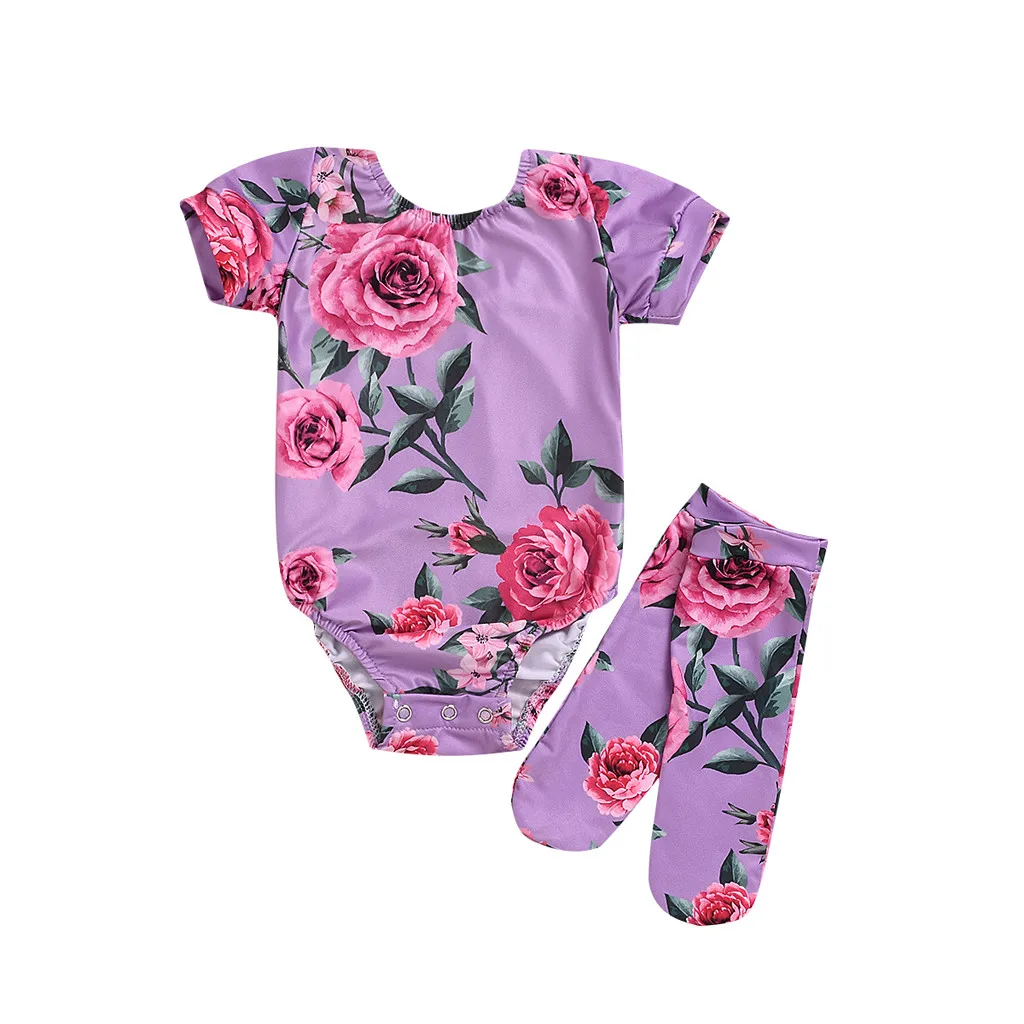

Fashion Baby Girl Floral Clothes 2Pcs Sets Flowers Long Sleeve Shoulderless Romper Leg Warmers Headband Baby Girl Outfits 0-24M