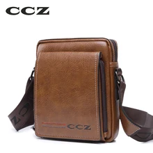 CCZ Herren Schultertasche Crossbody Taschen Für Männer Pu-leder Mochila Festes Muster Marke Taschen Flap Bag mit Abdeckung SL8004