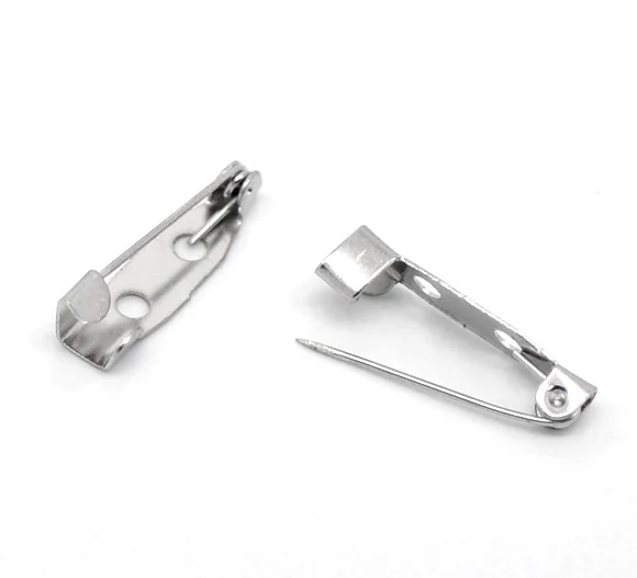 

Low Price Promotion ! ! ! 100 Silver Tone Brooch Back Pins Findings 20x5mm DIY Hijab Pins And Brooches For Jewelry Making