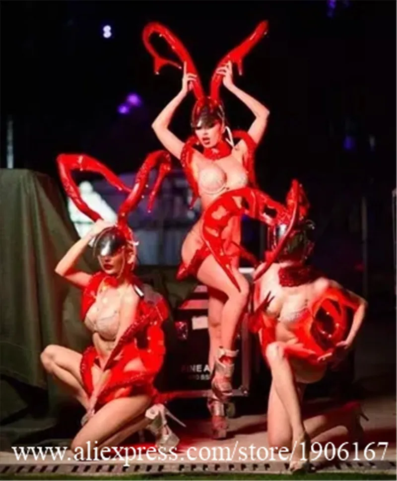 Music Festival Red keel party costume props clothing auto show clothing01