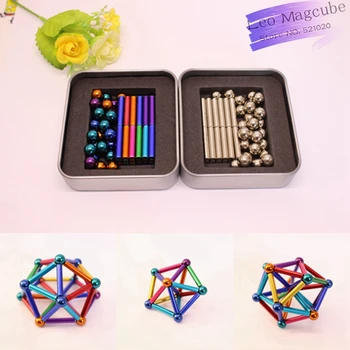 

Neodymium Magnetic Rods 27pcs D8mm Steel Balls And 36pcs D4mm x L23mm Magnetic Sticks Bars Building Toys with Metal Box