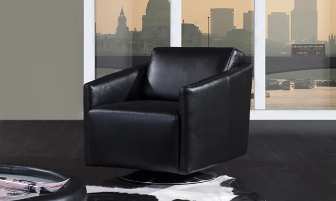 

Single sofa chair Modern Deisgn and made in 1st layer cattle leather, solide wood frame Living room Office Leather Chair LXI13
