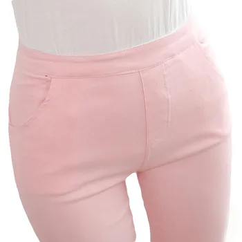 

Women Casual Leggins 2016 Korean Candy Colors Twill Woven Leggings High-waist Slim Nine Points Pencil Pants Dzhegginsy BG75