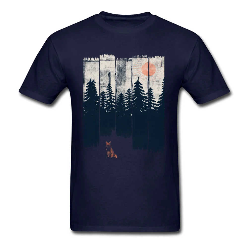 100% Cotton Men Short Sleeve A Fox in the Wild T-Shirt Print Tops T Shirt Family Printed Round Collar Tee Shirts A Fox in the Wild navy