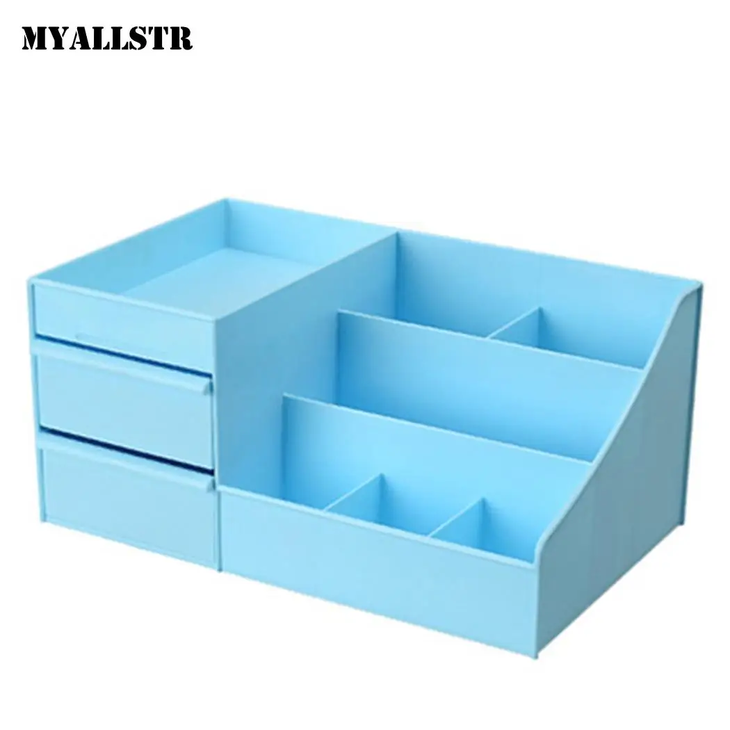 

Desktop Makeup Organizer Storage Box Cosmetic Container Case With Pink, Purple, Green, Blue Drawer