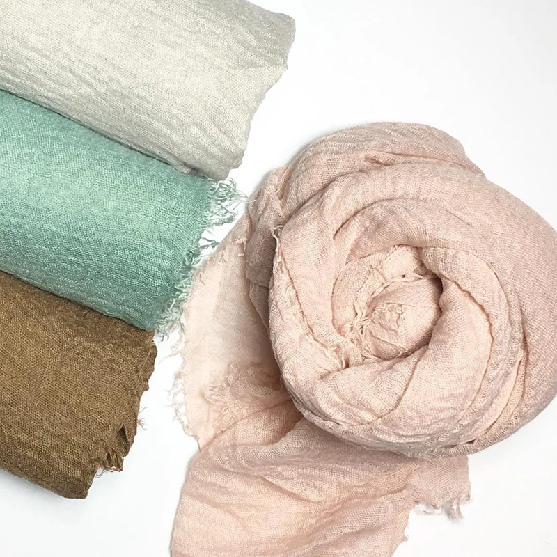 

Muslim Crinkle Hijab Scarf Women Solid Plain Head Scarf Scarves Cotton Long Shawls And Wraps Turban Foulard Femme