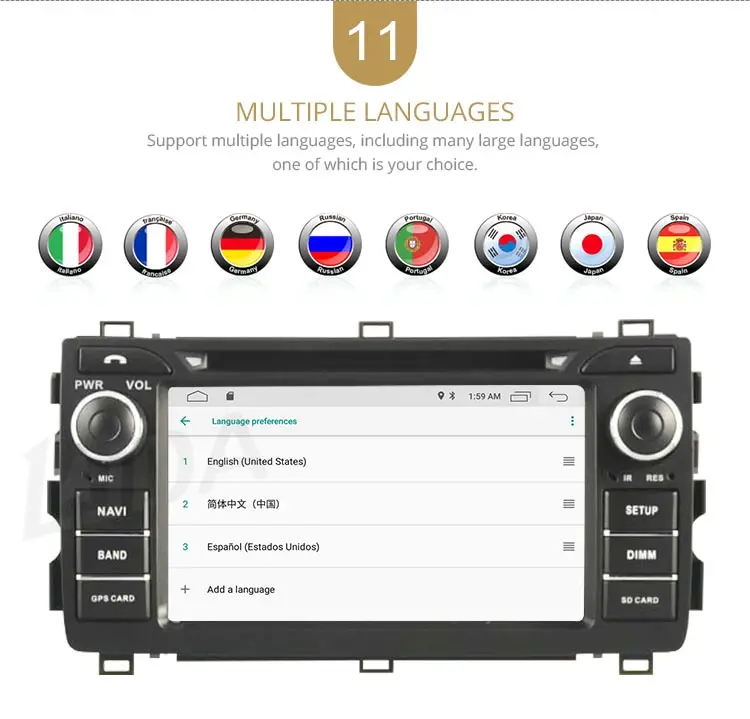 Discount LJDA 2 Din Android 9.1 Car DVD Player For Toyota AURIS 2013 2014 2015 Wifi GPS Navigation Radio 2G RAM Stereo Audio Multimedia 13