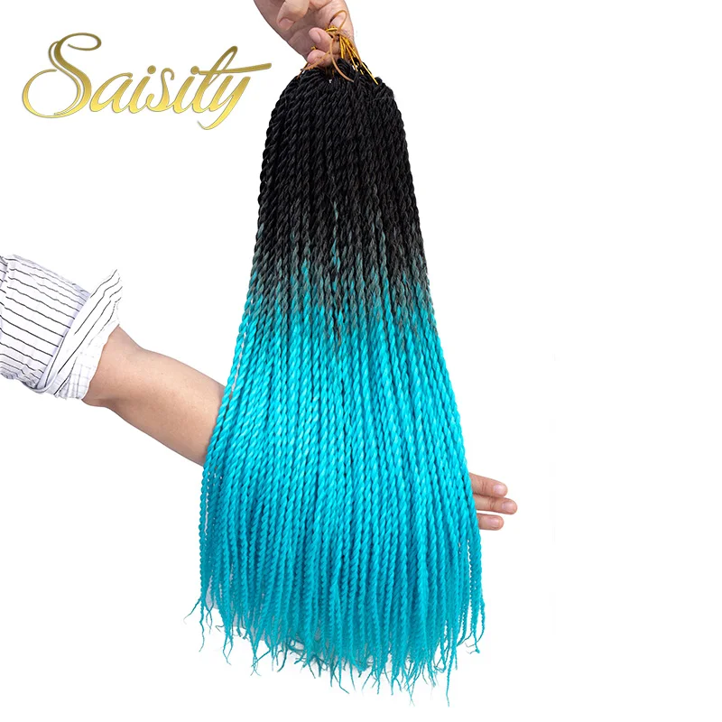 Saisity Synthetic Ombre Senegalese Twist Hair Crochet braids 24 inch 20 Roots/pack Braiding Hair for Women Grey,Pink,Brown