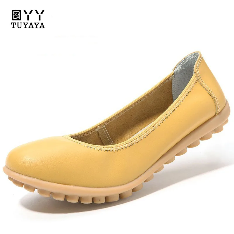 

2019 Spring Autumn Solid Massage Women Flats Genuine Leather Nurse Shoes Summer Loafers Casual Slip on Shoes for Women