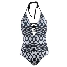 Черно-белый полосатый женский купальник трикини с высокой посадкой, купальный костюм, боди, одежда для плавания, Женский цельный купальник