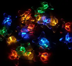2 В солнечной энергии аккумуляторная красочные огни 20 штук светодиодов форме бабочки праздник строки свет