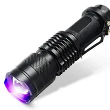 20 шт./лот Светодиодный УФ фонарик SK68 фонарь пурпурный фиолетовый свет УФ 395nm факел лампы флуоресцентных агентов контрольная лампа