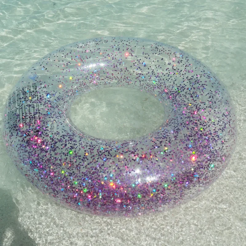 9 Colors Glitter Pool Tube 107CM Giant Inflatable Swimming Ring For Adult Women Pool Float Air Mattress Summer Water Toys boia
