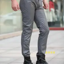 29-39! Мужская Новая повседневная одежда тонкий дымчатый серый тонкие кожаные штаны плюс размер брюки певица костюмы