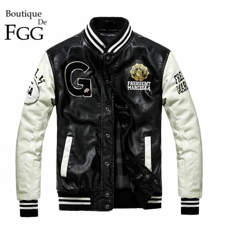 Boutique de FGG Размеры S-XXL Мех животных внутри письмо печати PU Искусственная кожа