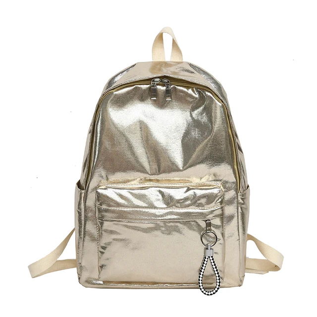 The Glossy Backpack Gold Shiny Waterproof Nylon School Bag For The Glossy Backpack Gold Shiny Waterproof Nylon School Bag For Age S Silver Fashion Book