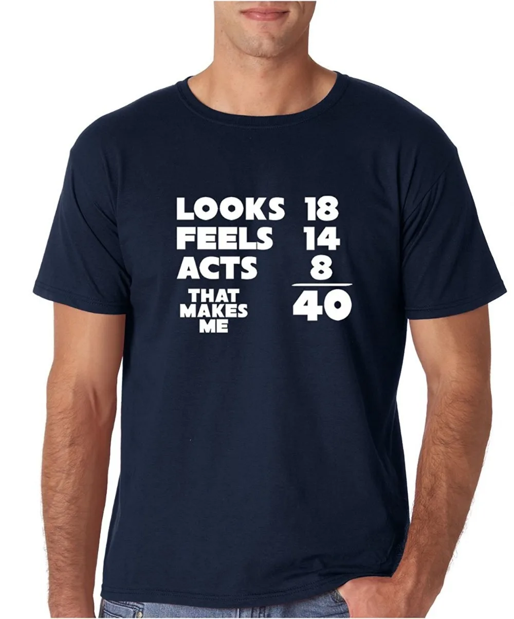

2018 Latest Fashion 40 Years Old Algebra Equation Funny 40th Birthday Premium Men's T-Shirt Hipster O-neck cool tops