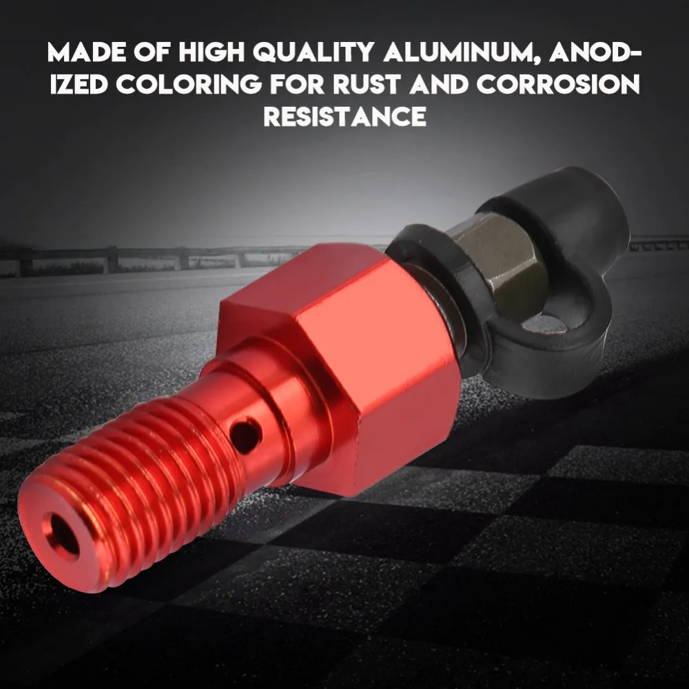Qiilu Motorcycle M10*1.25mm Brake Caliper Screw Banjo Bolt Bleed Nipple Washers Dust Cap Universal Red