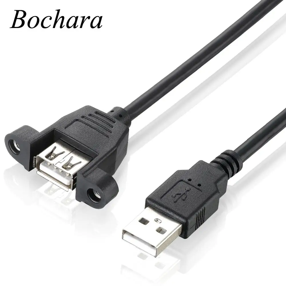 Кабель удлинитель Bochara USB 2 0 штекер гнездо с креплением на винте фольга + Плетеный