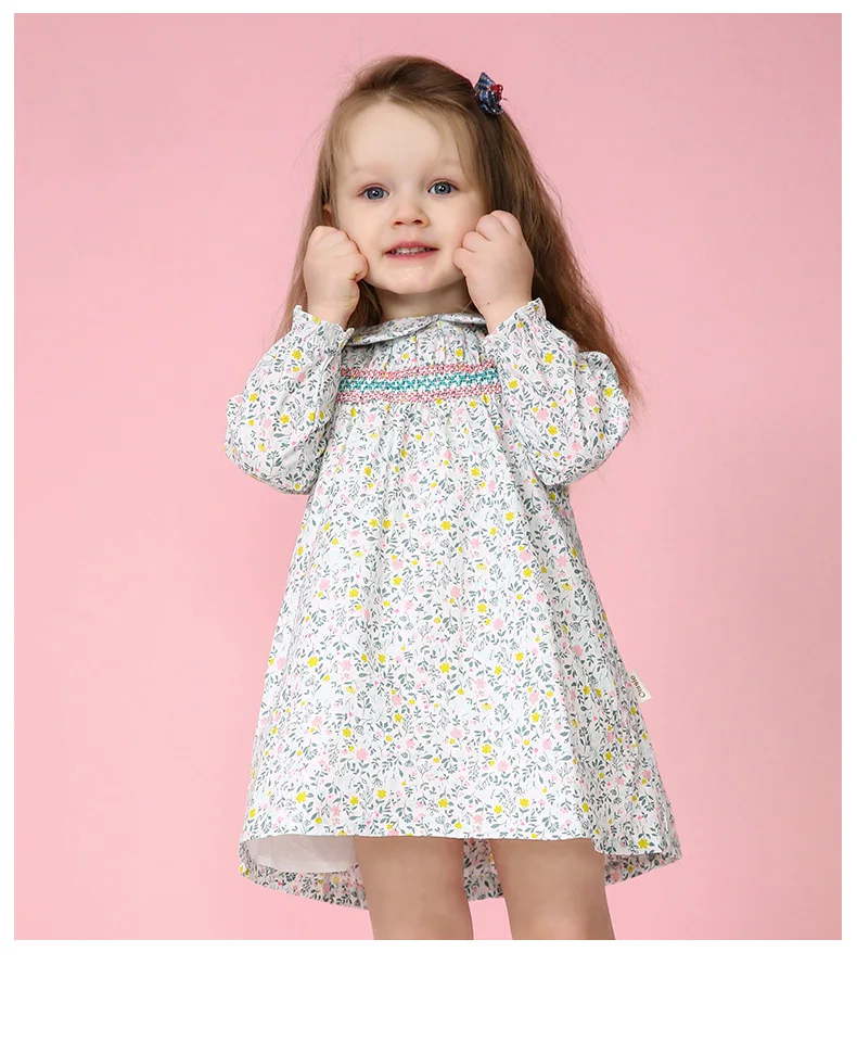 

Spring Autumn Baby Girl Smocked Dress Little Girl Princess Print Flower Dresses For Party Wedding TuTu Dress Baby Kids Clothes