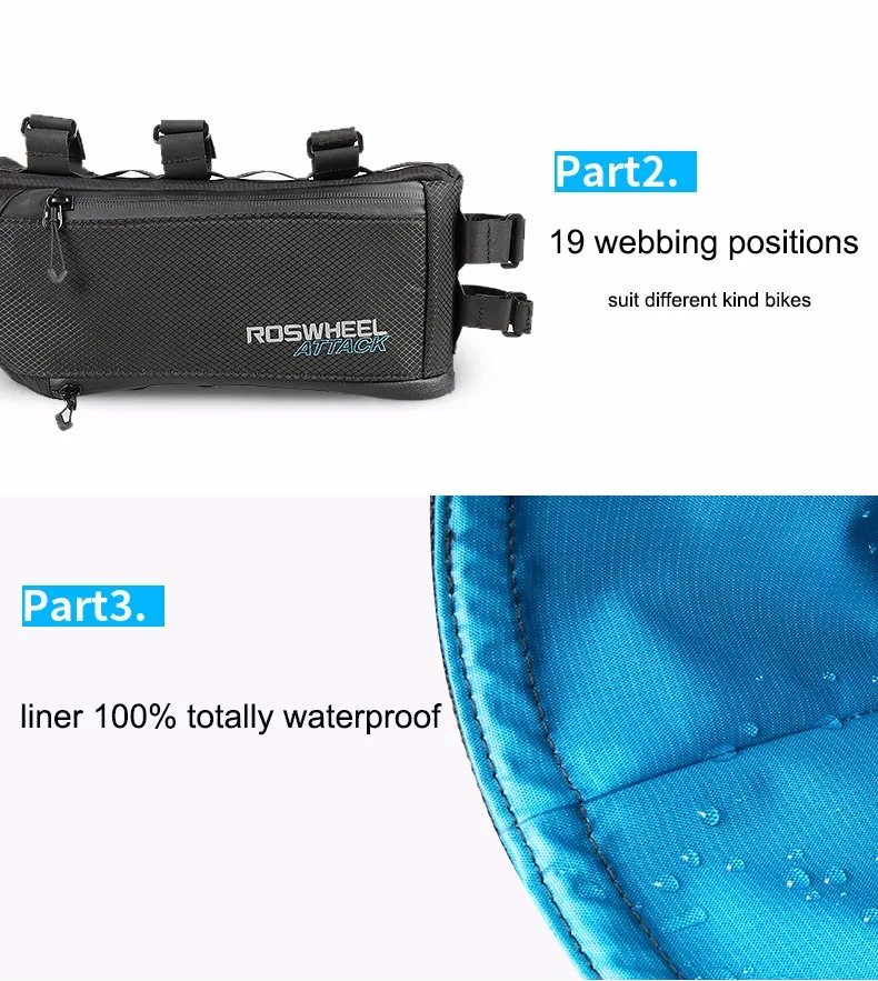 Discount ROSWHEEL  4L 100% Waterproof Bicycle Bag Bike Accessories Front Frame Tube Triangle Bag Bicycle Cycling Bags 4