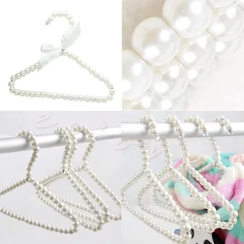 

3pcs Plastic Pearl Beaded Bow Clothes Dress Coat Hangers Weding For Kid Children
