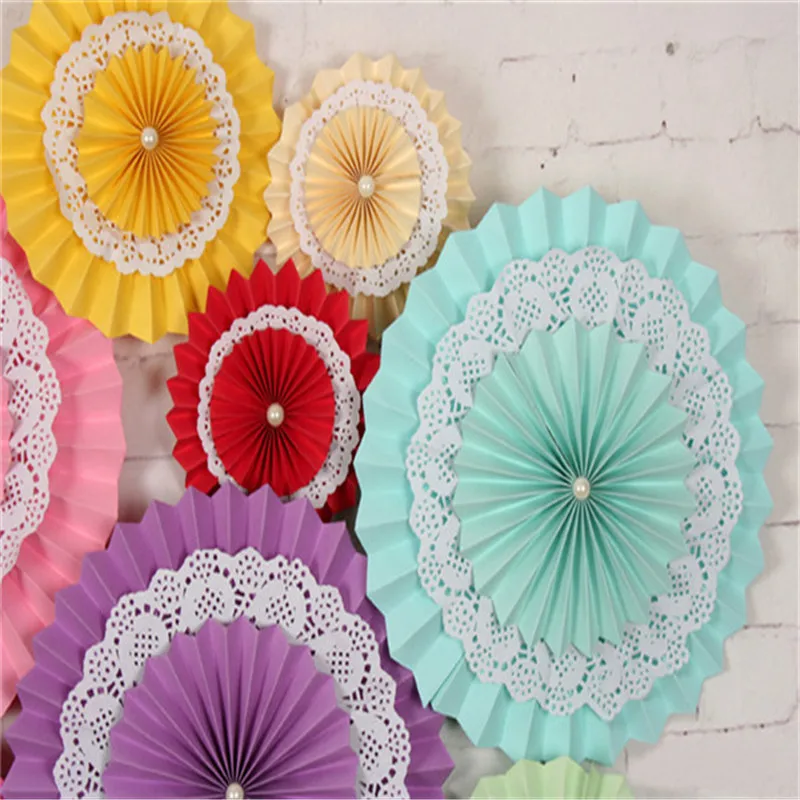 1pcs 15cm paper fan decorative flowers birthday parties weddings diy hanging decoration multicolor paper flower - Decorative Fans 1pcs 15cm paper fan decorative flowers birthday parties weddings diy hanging decoration multicolor paper flower - Decorative Fans
